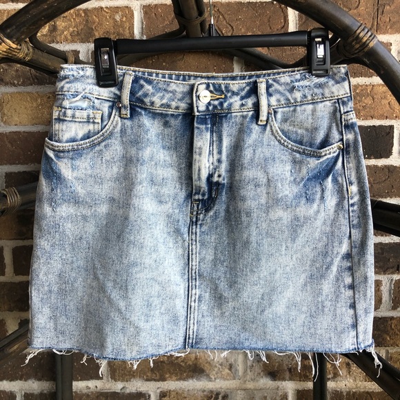 PACSUN Denim Mini Skirt Raw Hem - Picture 1 of 9